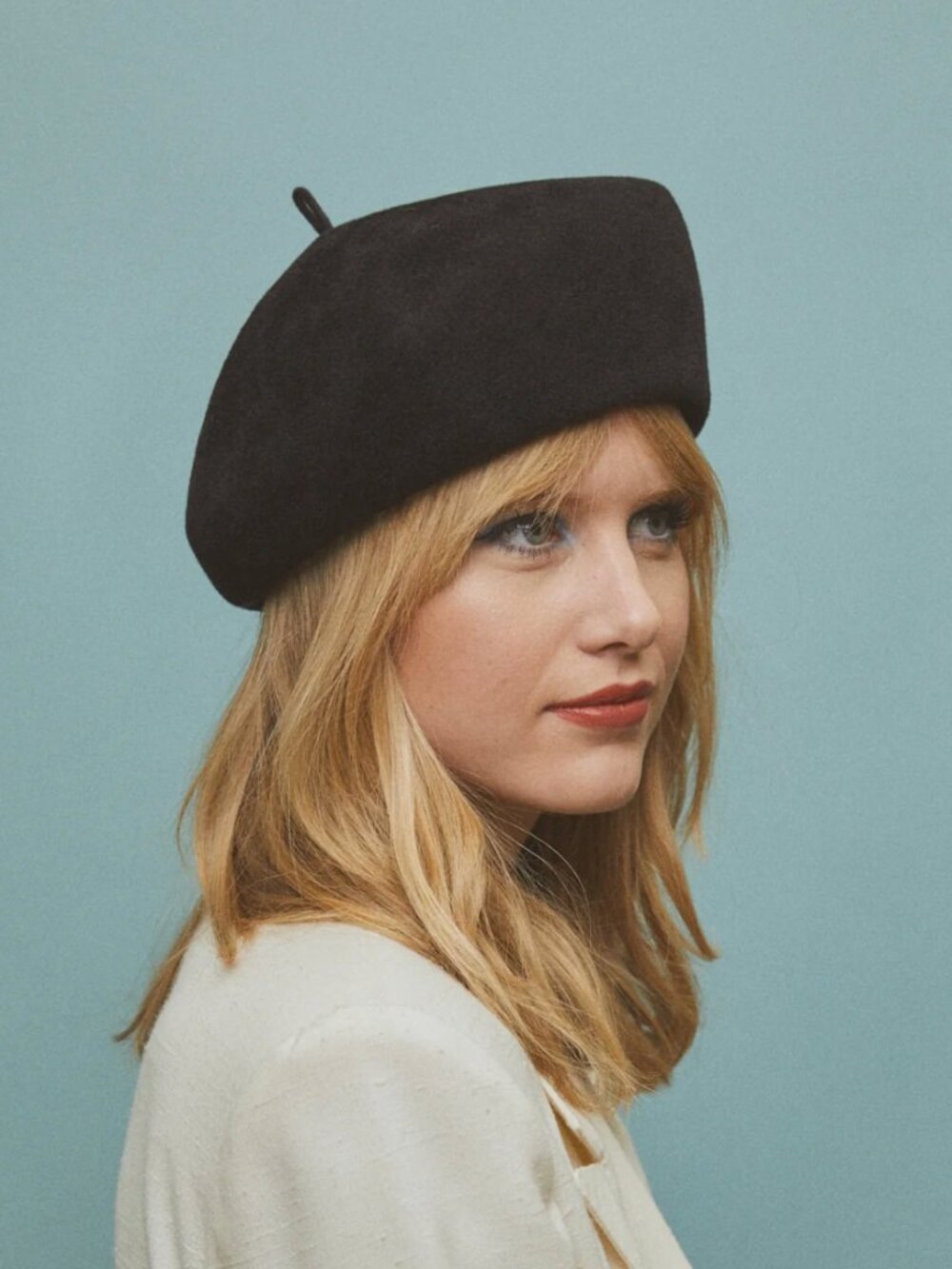 Heirloom Hats harbin black beret beatnik retro hat felt medium